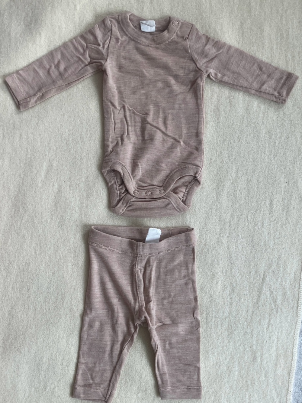 H&M 100% Wool Baby Matching Set NB 1-2M Beige Melange